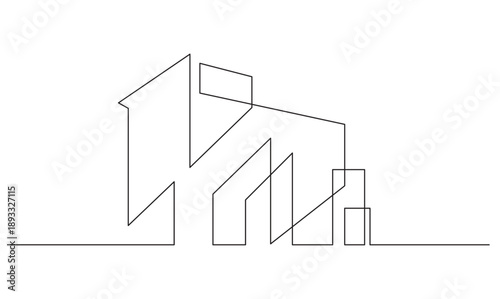 Minimalist continuous line art of a city skyline for urban landscape and real estate concept