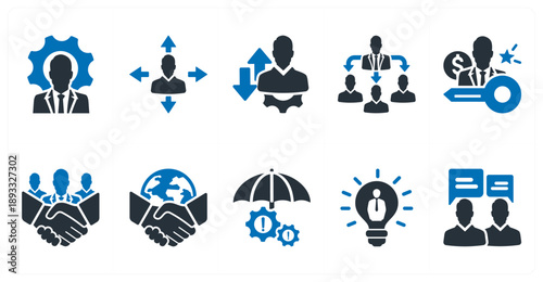 A set of 10 mix icons as personal development, self actualization, development direction