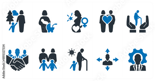 A set of 10 mix icons as child, motherhood, pregnancy