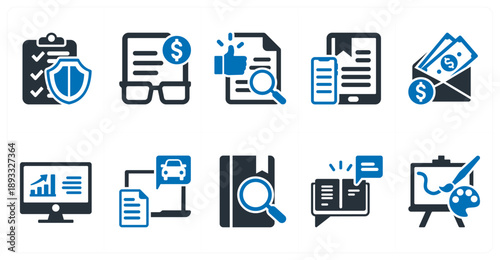 A set of 10 mix icons as health insurance, retirement plan, quality control