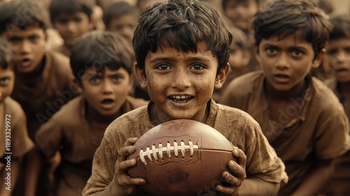 Joyful South Asian Children in a Football Game, Capturing Moments of Playful Excitement and Enthusiasm