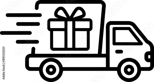 Gift delivery truck in motion Vector
