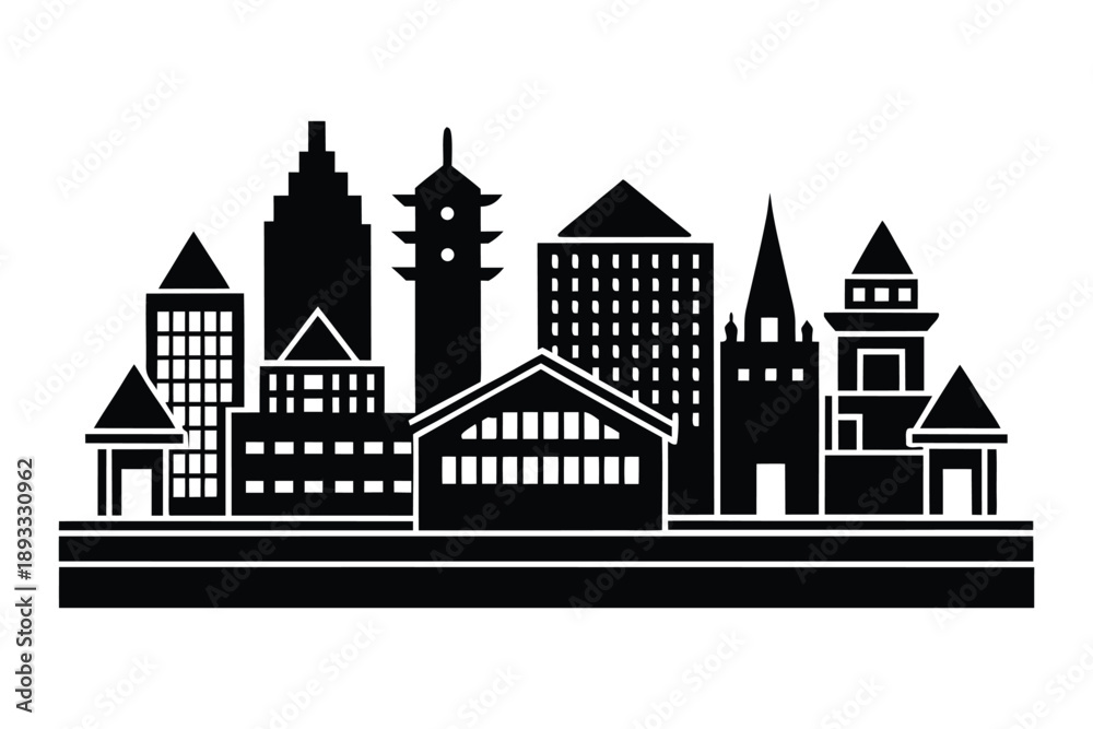Fototapeta premium Minimal Ahmedabad Cityscape Vector Silhouette