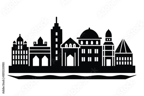 Bild auf Leinwand Minimal Ahmedabad Cityscape Vector Silhouette
