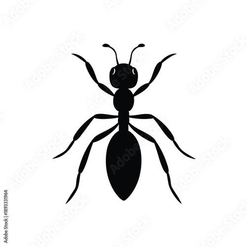Simple, stylized illustration of an ant marching, representing hard work, teamwork, and diligence.