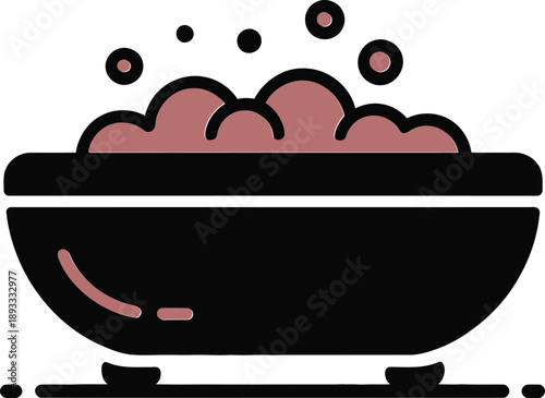 Bathtub with Bubbles and Foam Vector Icon, Bathroom Hygiene Concept