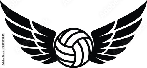 Volleyball with Wings Vector Icon Silhouette for Sports and Competition