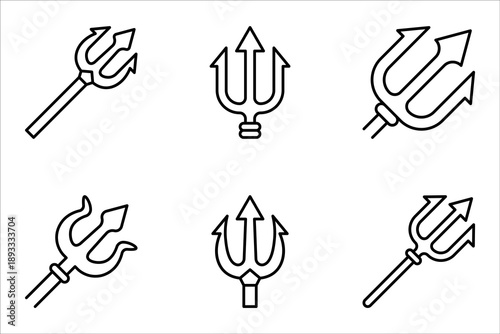 Trident icon set, logo flat design, vector illustration on white background