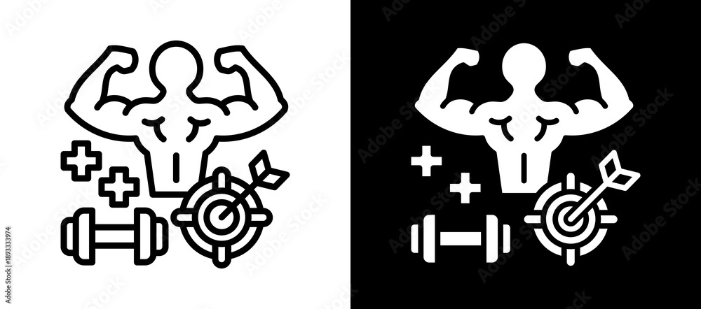 Fototapeta premium Fitness Goals whiteblack icon