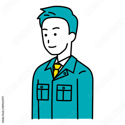 まっすぐ前を向いている作業員の男性