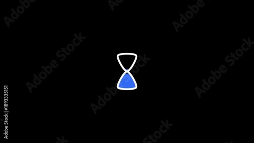 Rotating hourglass icons on black background