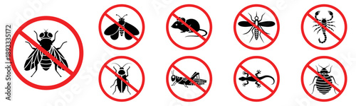 Pest Control Target Icons Vector Set Insect Rodent Bug Extermination Symbol Collection
