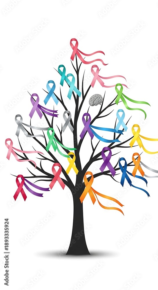 Obraz premium Tree of Hope - A Symbol of Cancer Awareness and Support.