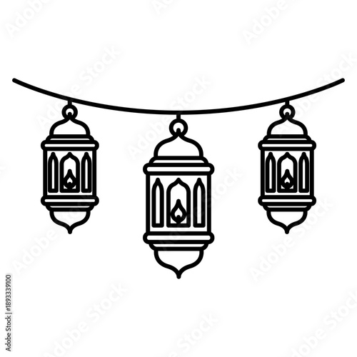 Hanging Ramadan Lanterns Fanous Outline Decoration Icon