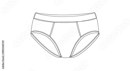 Illustration of hip briefs in a minimalist style, isolated on a white background, showcasing clean lines and simple design elements