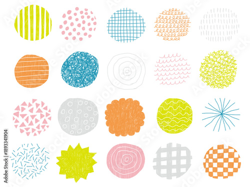 手描きあしらいセット　カラフル　模様