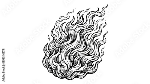 Monochrome Illustration of Fire Waves in Artistic Style