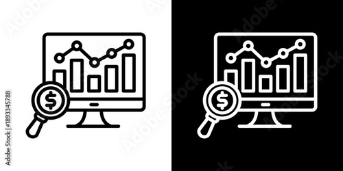 Market Analysis Icon Of Line Black And White Style