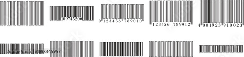 Barcode icon set vector illustration for scanning retail product identification, digital inventory tracking, modern flat design symbol set collection group for web app print use.