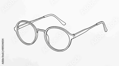 Illustration of Stylish Round Glasses, Visual Art, Minimalist Design, Creative Concept, Flat View, Modern Aesthetic