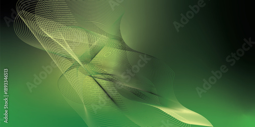 DarkGreen and YellowGreen abstract shape grainy gradient background with black backdrop and noisy texture for wide banner poster and header design