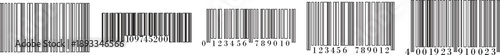 Barcode icon set vector illustration for scanning retail product identification, digital inventory tracking, modern flat design symbol set collection group for web app print use.
