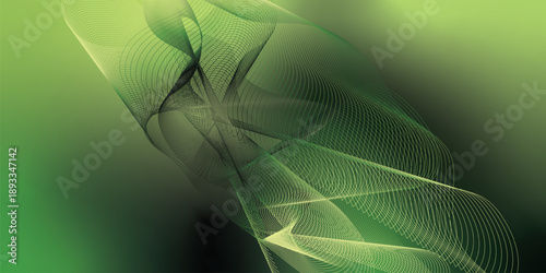 DarkGreen and YellowGreen abstract shape grainy gradient background with black backdrop and noisy texture for wide banner poster and header design