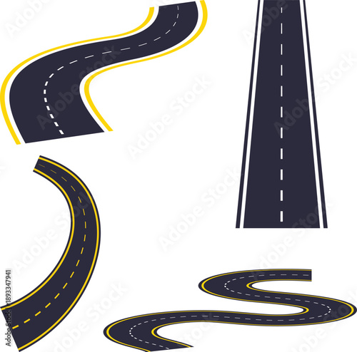 Roadway segments and curves illustration