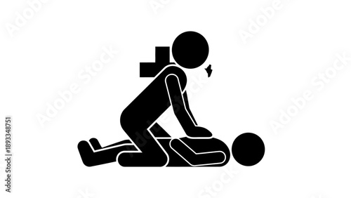 Person performing CPR on another person icon.