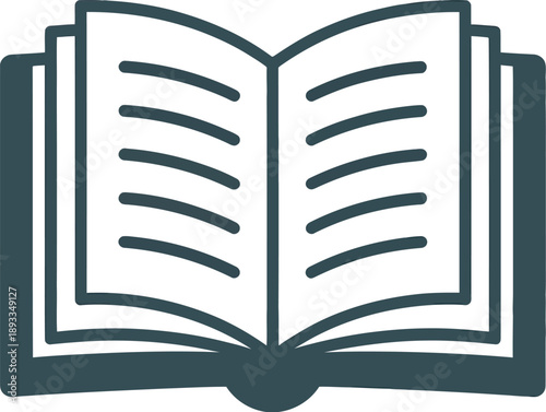 Open Book Vector Icon, Reading Symbol, Education Concept, Knowledge, Literature and Learning