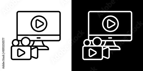 Streaming Icon Of Line Black And White Style