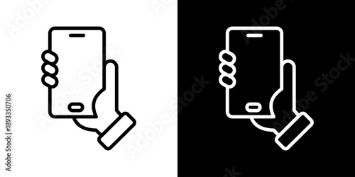 Smarthphone Icon Of Line Black And White Style