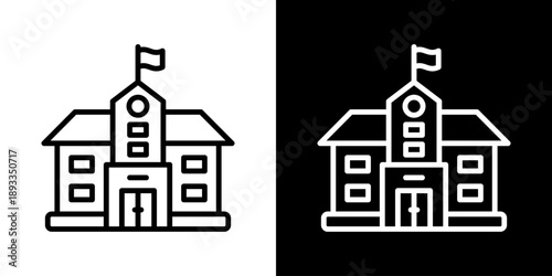 Campus Icon Of Line Black And White Style