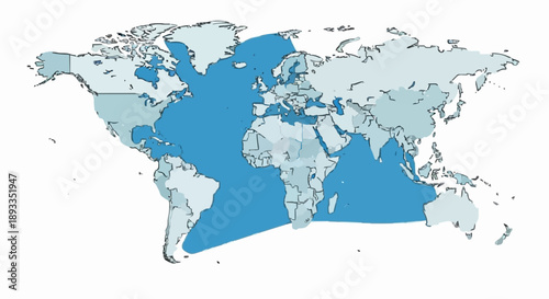 World map showing the Atlantic Ocean highlighted in blue.