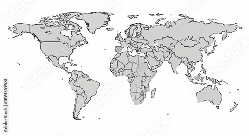 Wallpaper Mural World Map Outline Political Borders Continents. Torontodigital.ca