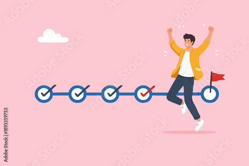 Happy person achieving success goal