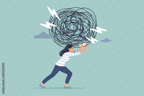 Woman with tangled thoughts