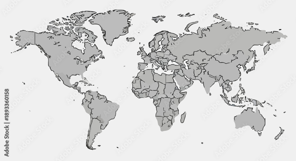 custom made wallpaper toronto digitalWorld Map Political Borders Outline Gray.