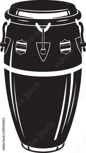 Conga drum musical instrument icon, percussion instrument vector illustration isolated on white.