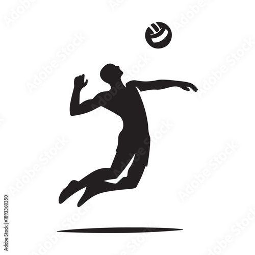 beach volleyball jump vector silhouette clip art logo design illustration. abstract volleyball icon collection
