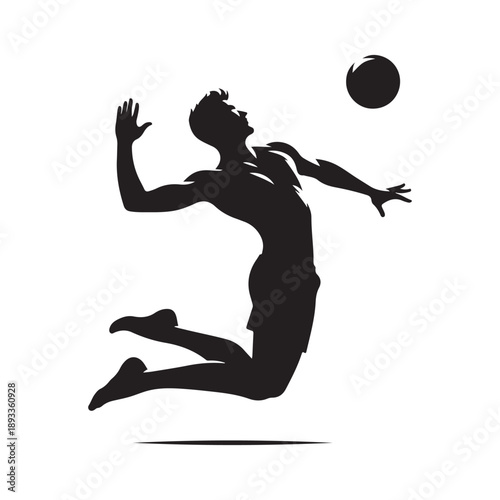beach volleyball jump vector silhouette clip art logo design illustration. abstract volleyball icon collection
