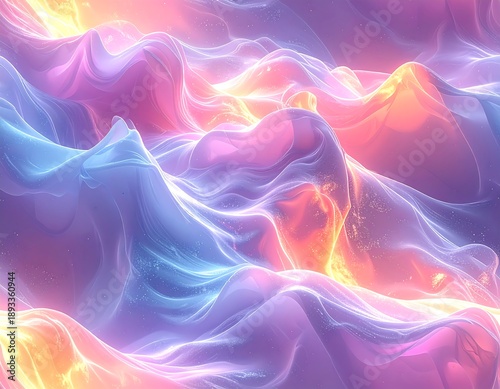 Vibrant, swirling, pastel-colored abstract waves