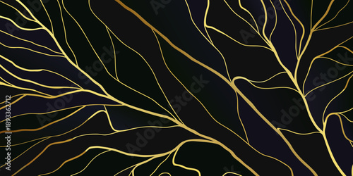 Golden branches and veins against a dark textured background