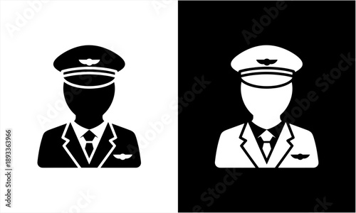 Professional pilot uniform silhouette icon for aviation industry.