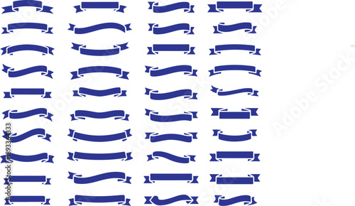Blue Ribbon Banner Banner Vector Set, Art & Illustration