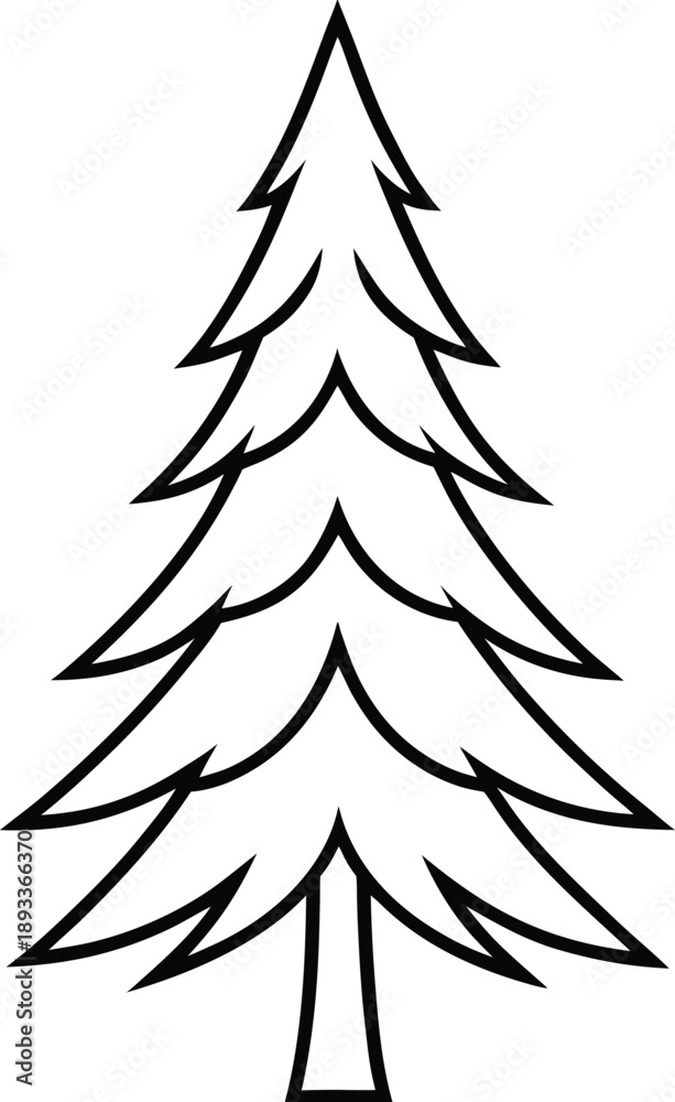 Obraz premium Pine tree line art vector minimal thin black outline