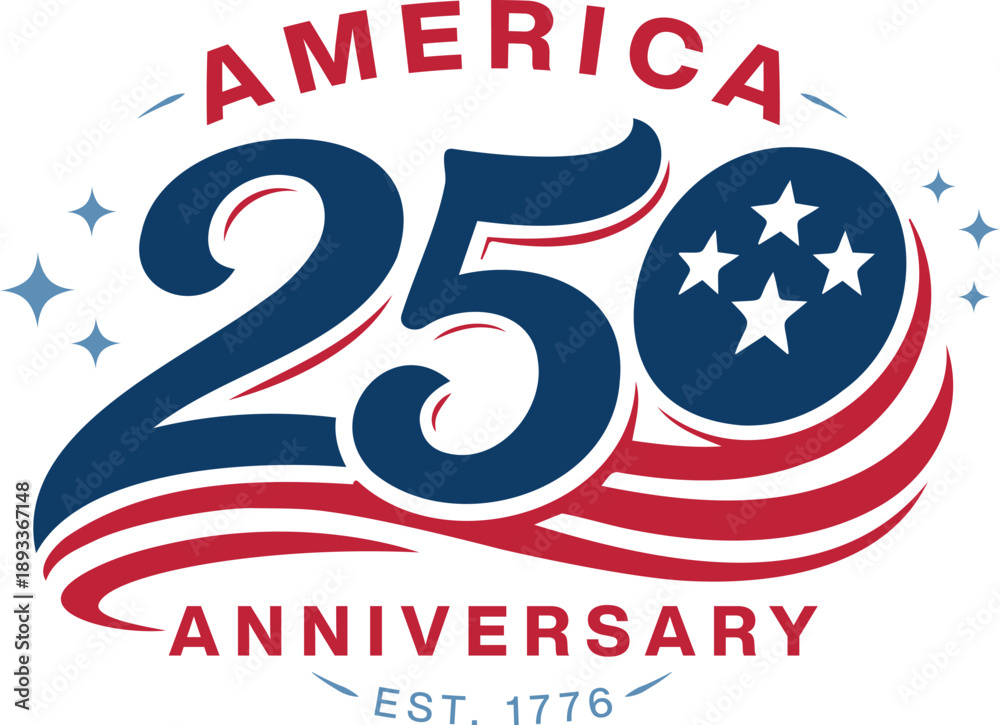 Fototapeta premium USA 250 Years Independence Anniversary Vector Lettering 