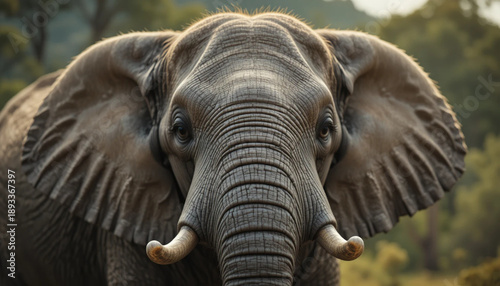 Elephant Close Up Showing Skin Texture and Tusks in Natural Habitat