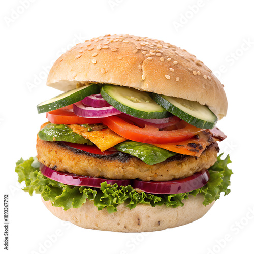 Veggie burger isolated on transparent background
