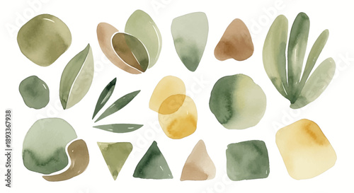 Watercolor botanical elements composition providing a relaxing and natural vibe through organic